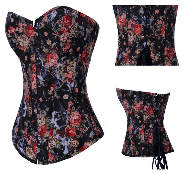 Corset Preto Floral